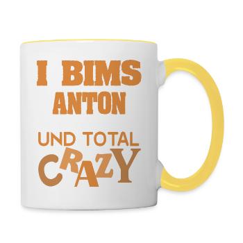 Prénom Anton - Mug contrasté - blanc/jaune - Droite