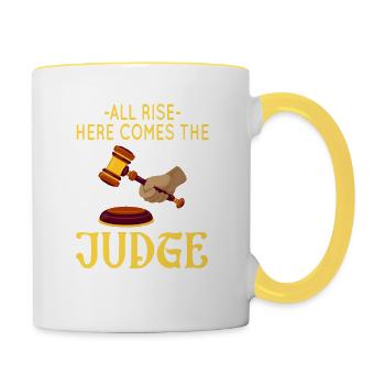 All Rise Here Comes The Judge - Contrasting Mug - white/yellow - Right