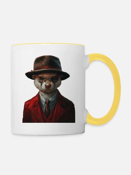 Wiesel - Tasse zweifarbig - Weiß/Gelb