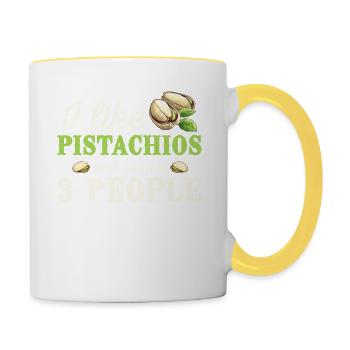 Ich Mag Pistazien Und Vielleicht 3 Personen - Tasse zweifarbig - Weiß/Gelb - Rechts