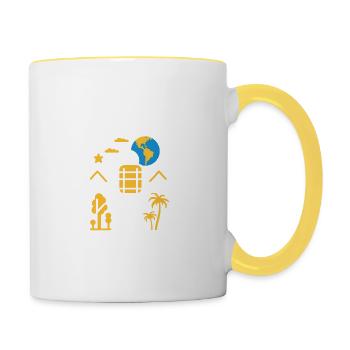 Voyage Humour vacances - Mug contrasté - blanc/jaune - Droite