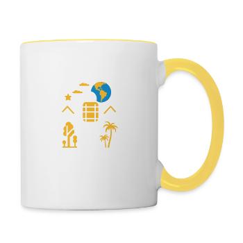 Voyage Humour vacances - Mug contrasté - blanc/jaune - Droite