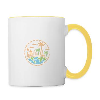 Voyage Humour vacances - Mug contrasté - blanc/jaune - Droite