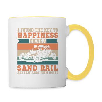 Trouver la clé du bonheur : conduire un sable - Mug contrasté - blanc/jaune - Droite