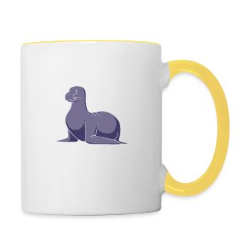 Funny Seal With Seal Of Approval Speech Bubble - Contrasting Mug - white/yellow - Right