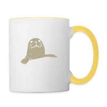 Joli sceau avec un joli sceau d’approbation - Mug contrasté - blanc/jaune - Droite