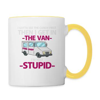 I have to see the candy first, then I climb - Contrasting Mug - white/yellow - Right