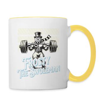 Frosty the Swoleman Snowman Winter Fitness - Contrasting Mug - white/yellow - Right