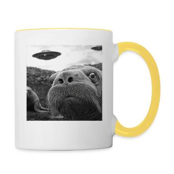 Walross - Tasse zweifarbig - Weiß/Gelb - Rechts