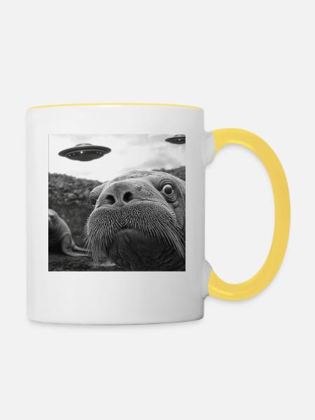 Walross - Tasse zweifarbig - Weiß/Gelb