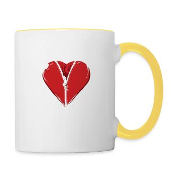 Zipper Club Offizielles Mitglied Herzmotiv mit - Tasse zweifarbig - Weiß/Gelb - Rechts