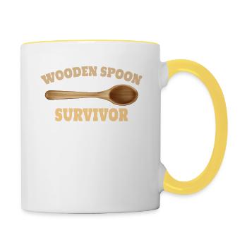 Wooden Spoon Survivor Humorous Saying for - Contrasting Mug - white/yellow - Right