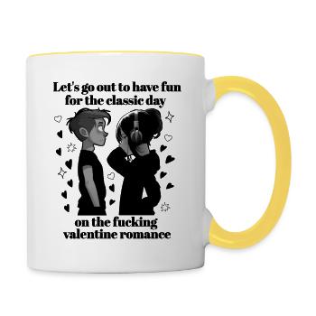 Fucking valentine romance funny - Contrasting Mug - white/yellow - Right
