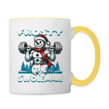 Frosty The Muscle Man Christmas Fitness - Contrasting Mug - white/yellow - Right