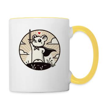 Maus-Held mit Umhang - Tasse zweifarbig - Weiß/Gelb - Rechts