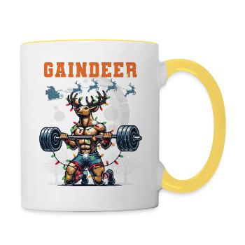 Christmas Workout Reindeer Fitness Humor - Contrasting Mug - white/yellow - Right