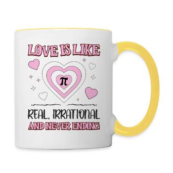 L’amour est comme Pi réel, irrationnel et sans fin - Mug contrasté - blanc/jaune - Droite