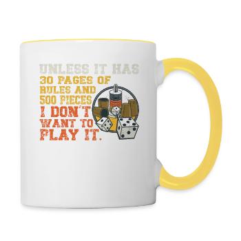 À moins qu’il n’ait 30 pages de règles et 500 parties - Mug contrasté - blanc/jaune - Droite