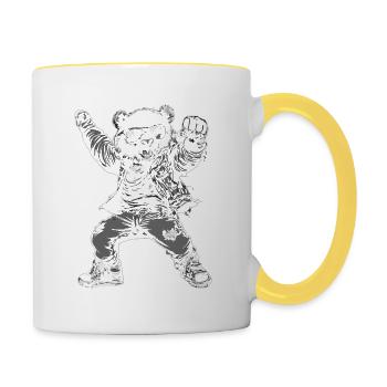 Panda dansant cool avec lunettes de soleil et veste - Mug contrasté - blanc/jaune - Droite