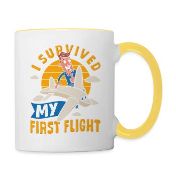 Le début avec l’avion a le premier vol - Mug contrasté - blanc/jaune - Droite