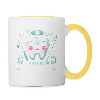 Zukünftige Zahnärztin - Tasse zweifarbig - Weiß/Gelb - Rechts