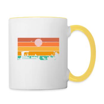 El Capitan Sonnenuntergang Boot Abenteuer - Tasse zweifarbig - Weiß/Gelb - Rechts