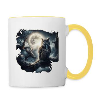 HIBOU LA NUIT - Mug contrasté - blanc/jaune - Droite