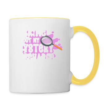 Ask me about my mysterious exit - Contrasting Mug - white/yellow - Right