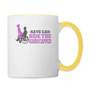 Illustration de l’autonomisation des personnes handicapées pour - Mug contrasté - blanc/jaune - Droite