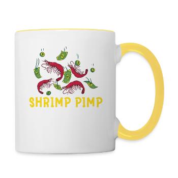 Shrimp Pimp: Humorous creation with shrimps and - Contrasting Mug - white/yellow - Right