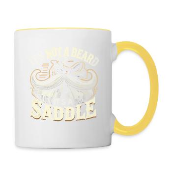 Es ist kein Bart, es ist ein Sattel - Tasse zweifarbig - Weiß/Gelb - Rechts