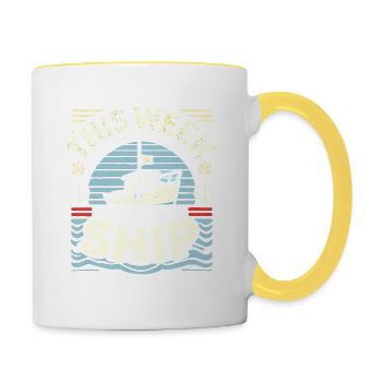 Diese Woche schenke ich kein Schiff - Tasse zweifarbig - Weiß/Gelb - Rechts
