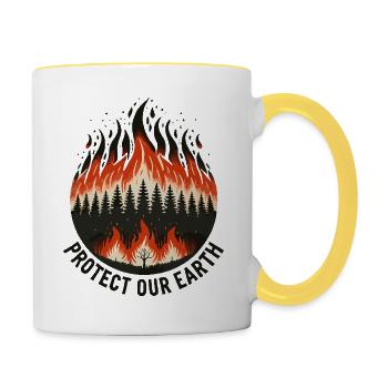 FEUER STOPPEN - Tasse zweifarbig - Weiß/Gelb - Rechts