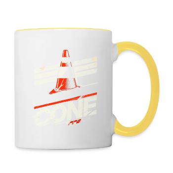 Ich habe den Kegel kaum berührt - Tasse zweifarbig - Weiß/Gelb - Rechts