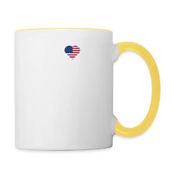 Ich liebe London USA Flagge Cool Paris Frankreich Liebhaber Wortspiel - Tasse zweifarbig - Weiß/Gelb - Rechts