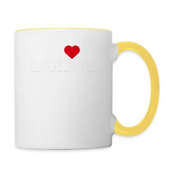 Ich liebe London Freiheitsstatue Herz Flagge Paris - Tasse zweifarbig - Weiß/Gelb - Rechts