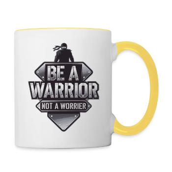 Soyez un guerrier, pas un dicton inspirant inquiet - Mug contrasté - blanc/jaune - Droite