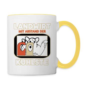 Coolest farmer cow - Contrasting Mug - white/yellow - Right
