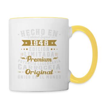 Hergestellt im Jahr 1948 Vintage Geburtstagsgeschenk - Tasse zweifarbig - Weiß/Gelb - Rechts