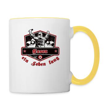 Essen ein Leben Lang No II - Tasse zweifarbig - Weiß/Gelb - Rechts