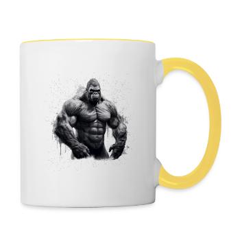 Gorille Bodybuilding Beast - Mug contrasté - blanc/jaune - Droite