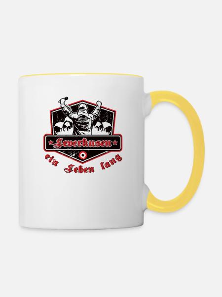 Leverkusen ein Leben Lang No II - Tasse zweifarbig - Weiß/Gelb