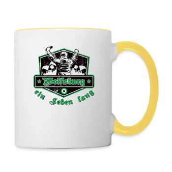 Wolfsburg ein Leben Lang No II - Tasse zweifarbig - Weiß/Gelb - Rechts