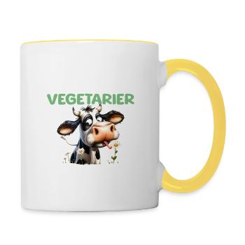 Second Hand Vegetarier - Tasse zweifarbig - Weiß/Gelb - Rechts
