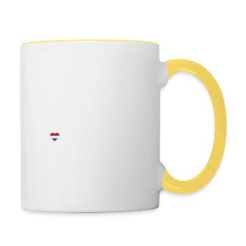 J’aime la Tour Eiffel Pays-Bas Coeur Drapeau Cool - Mug contrasté - blanc/jaune - Droite