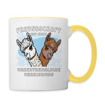 ALPAKA FREUNDSCHAFT UNZERTRENNLICH - Tasse zweifarbig - Weiß/Gelb - Rechts