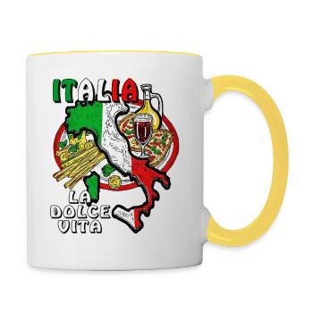 ITALIA LA DOLCE VITA - Contrasting Mug - white/yellow - Right