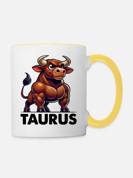 stier comic - Tasse zweifarbig - Weiß/Gelb