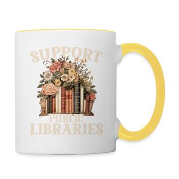 Unterstütze Öffentliche Bibliotheken Blumen - Tasse zweifarbig - Weiß/Gelb - Rechts