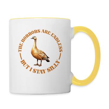 Die Schrecken Sind Endlos Aber Ich Bleibe Albern - Tasse zweifarbig - Weiß/Gelb - Rechts